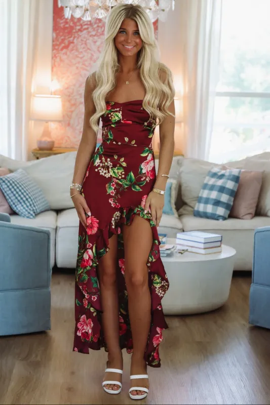 Mesmerized in Merlot Maxi Dress - Burgundy sold by Hazel & Olive