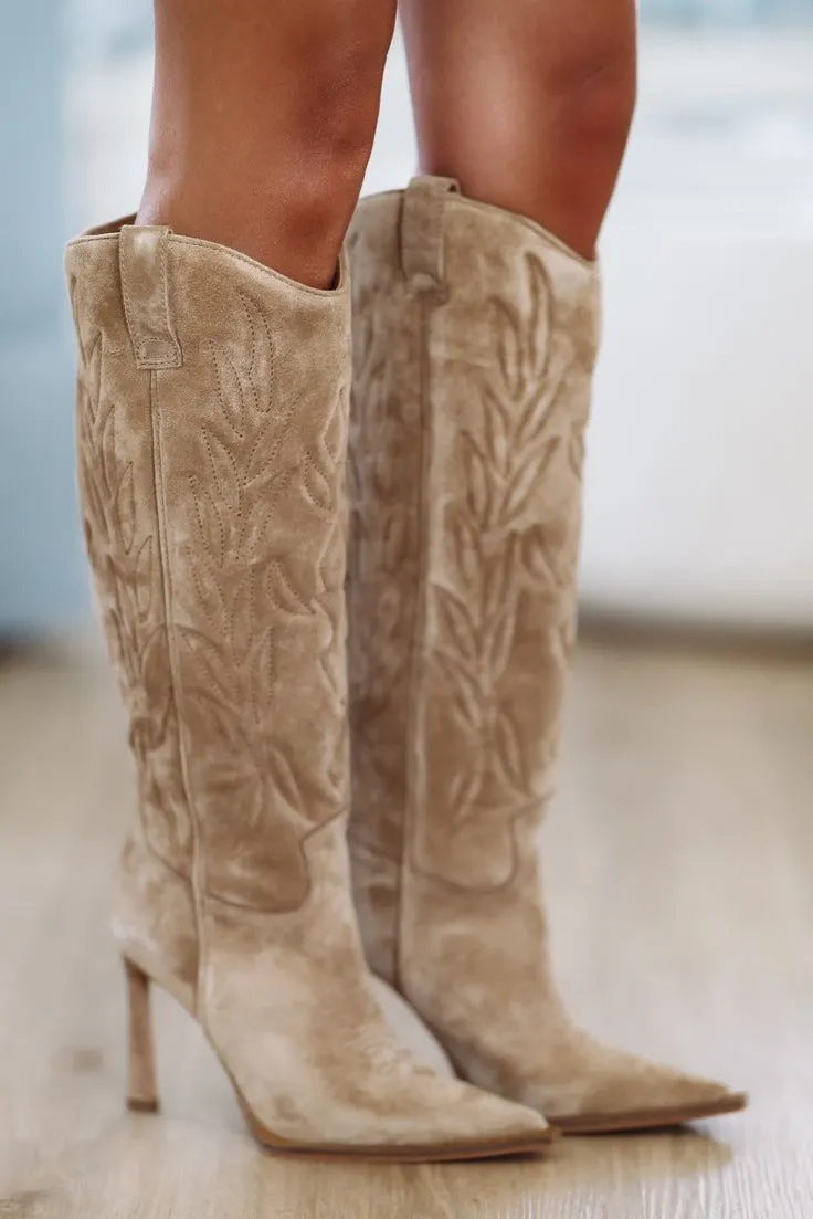 Kinzee Western Boot by Steve Madden - Chestnut Suede sold by Hazel & Olive