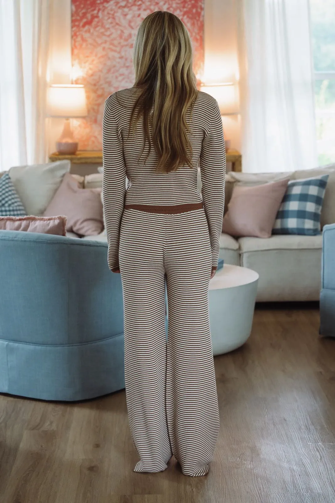 Honestly Striped Pants - Mocha and Cream sold by Hazel & Olive product image thumbnail 2