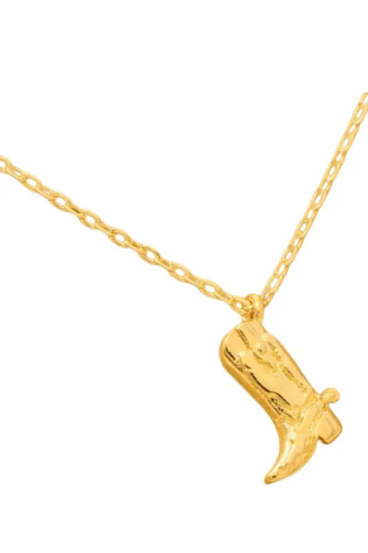 Cowgirl Boot Pendant  Necklace - Gold sold by Hazel & Olive