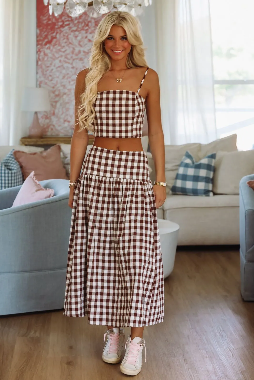 Trophy Time Crop Top - Brown and White sold by Hazel & Olive product image thumbnail 2