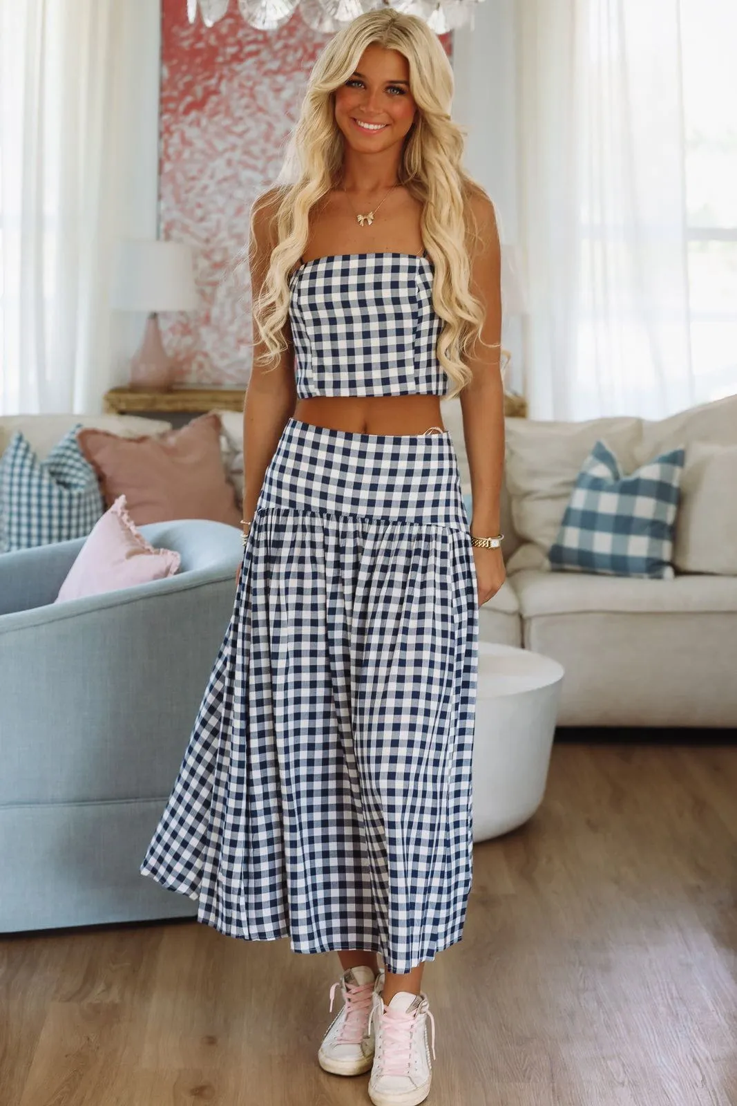 Trophy Time Crop Top - Navy and White sold by Hazel & Olive product image thumbnail 2