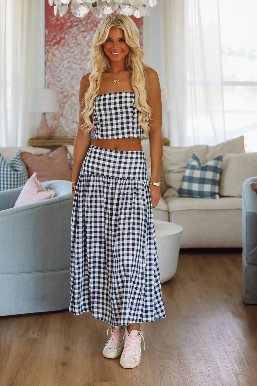 Trophy Time Maxi Skirt - Navy and White sold by Hazel & Olive product image thumbnail 3