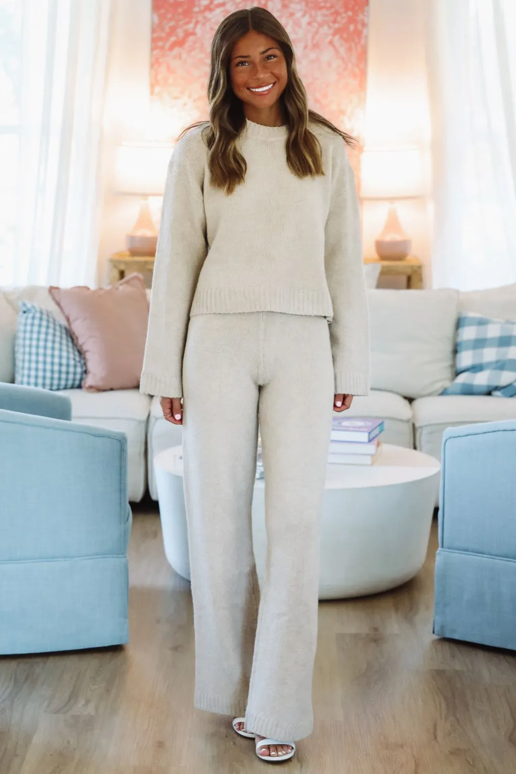 Comfy Snuggles Sweater and Pants Set - Beige sold by Hazel & Olive