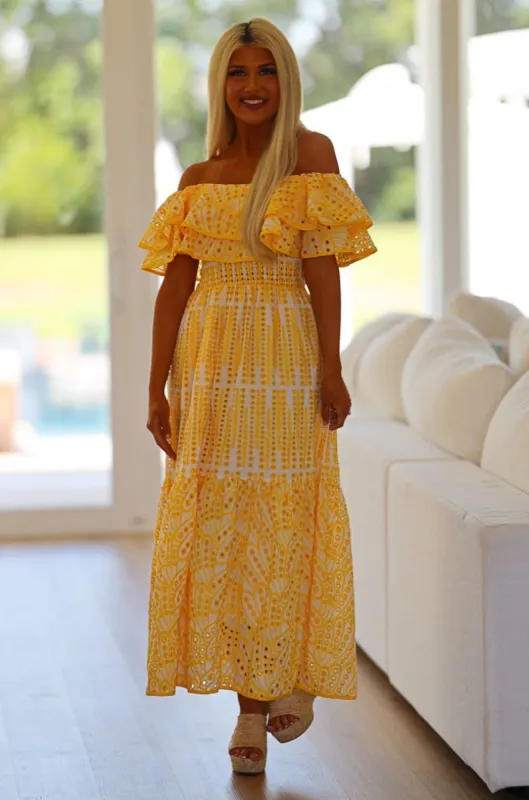 Dayflower Maxi Dress - Yellow and White sold by Hazel & Olive