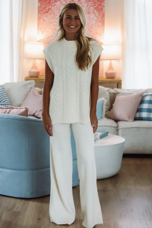 Clean Slate Top and Pants Set - Cream sold by Hazel & Olive