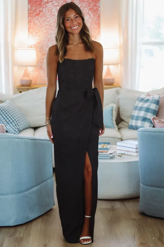 Wrap Me Up Fancy Midi Dress - Black sold by Hazel & Olive