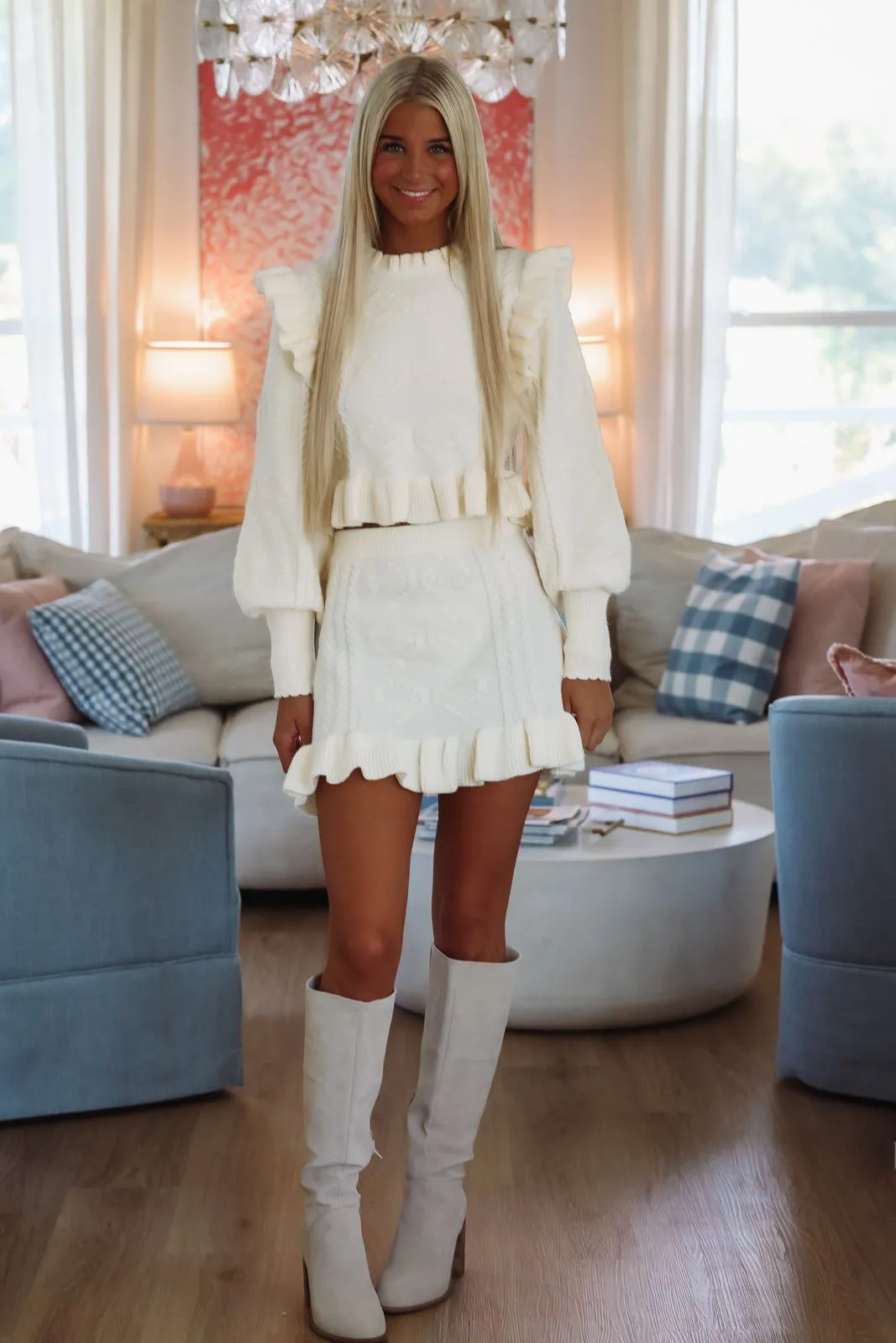 Winter Chill Sweater and Mini Skirt Set - Cream sold by Hazel & Olive product image thumbnail 3