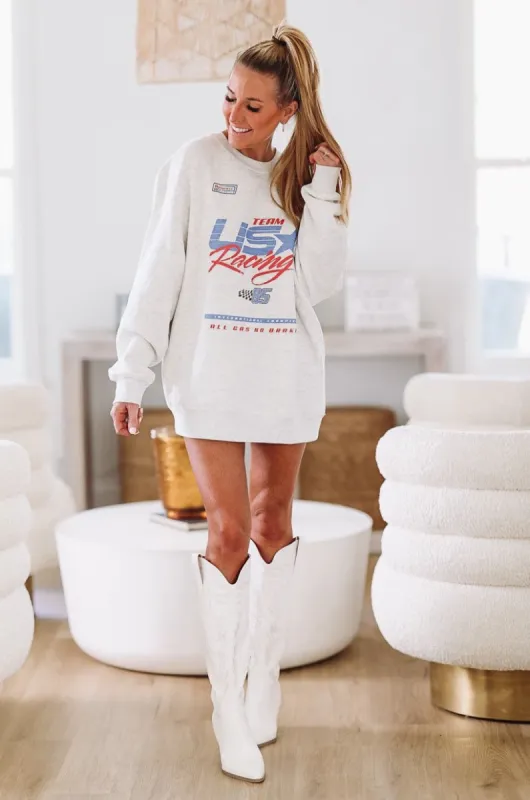 Nashville Raceway Team USA Racing Oversized Pullover - Heather Grey sold by Hazel & Olive