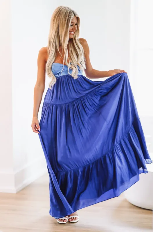 Caviar Dreams Maxi Dress - Blue sold by Hazel & Olive