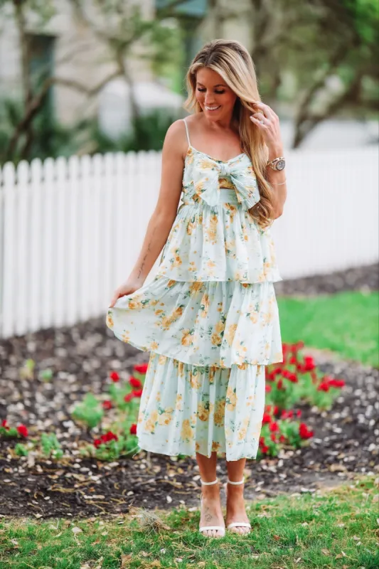 Feelings For You Midi Dress - Blue and Yellow sold by Hazel & Olive