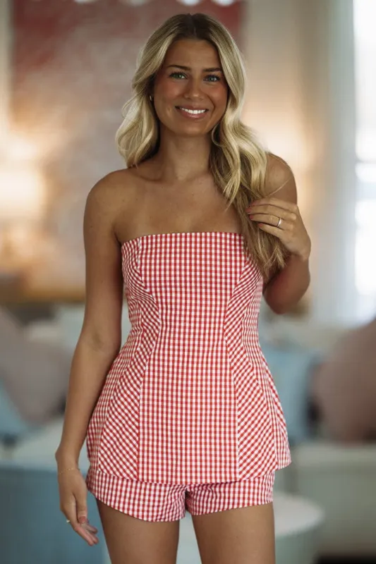 Amore Top and Short Set - Red and White made by Hazel & Olive