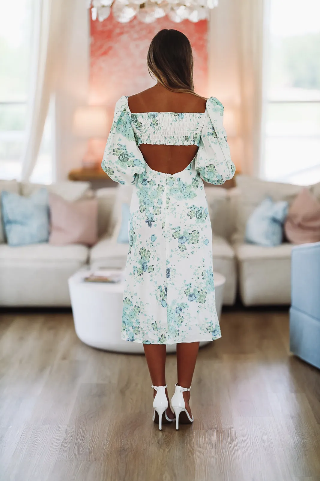 Oh, Hello Midi Dress - White and Green sold by Hazel & Olive product image thumbnail 3