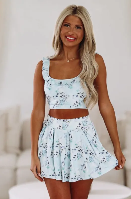 Waiting For Spring Floral Sprots Bra - Blue sold by Hazel & Olive