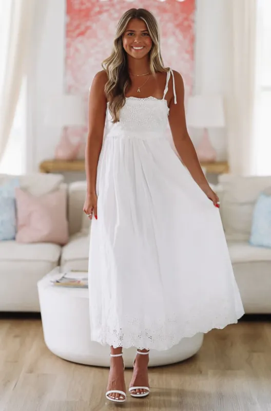 Light of my Life  Midi Dress - White sold by Hazel & Olive