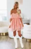 Steal You Away Mini Cocktail Dress - Peach sold by Hazel & Olive