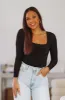 Snatched Square Neck Bodysuit - Black sold by Hazel & Olive