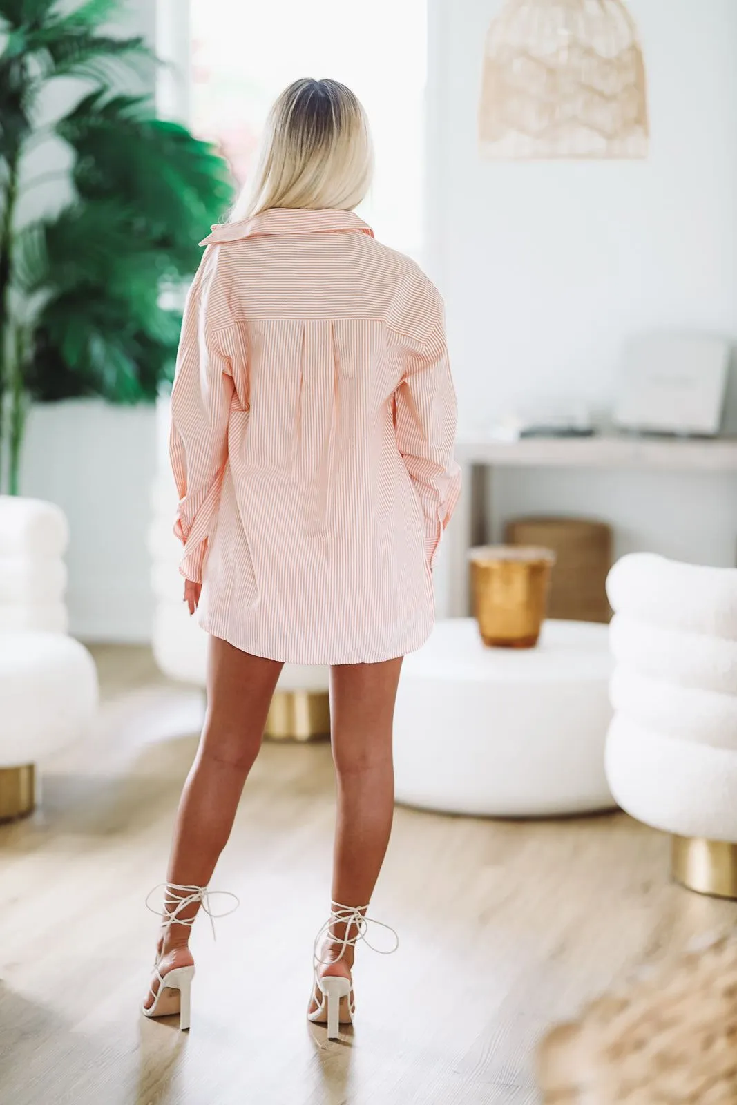 Pinstripe Button Down - Orange and White sold by Hazel & Olive product image thumbnail 3