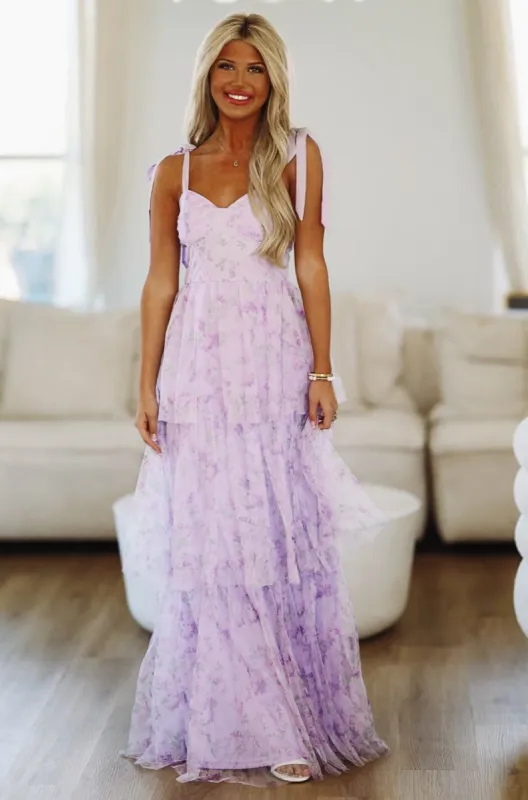 Don't Make Me Blush Maxi Gown - Lavender sold by Hazel & Olive