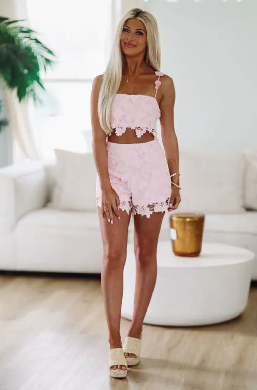 Adore Me Two Piece Crop Top and Short Set - Pink sold by Hazel & Olive