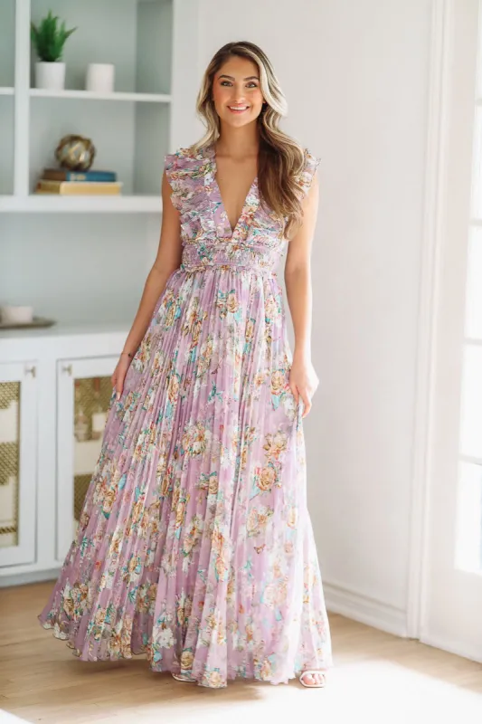 Floral For Keeps Maxi Gown - Purple sold by Hazel & Olive