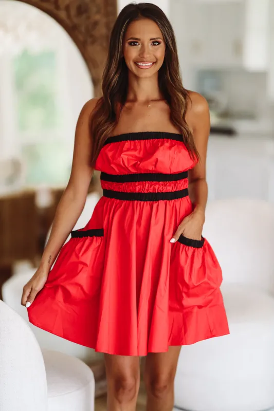 Here I Am Mini Dress - Red and Black (FINAL SALE) sold by Hazel & Olive