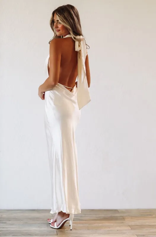 Hollywood Glam Maxi Dress Gown - Ivory sold by Hazel & Olive