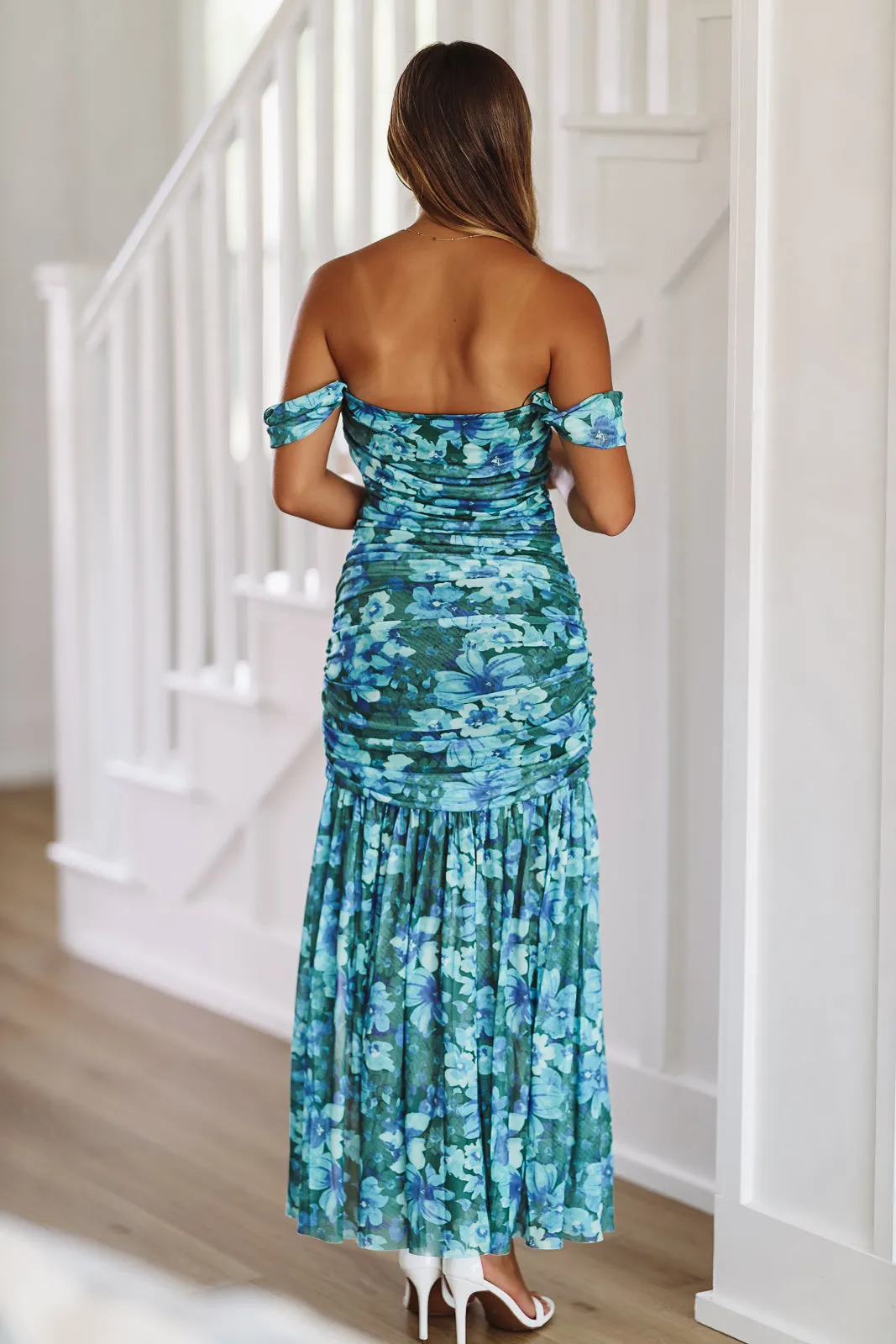 Make an Exception Maxi Gown Dress - Blue and Green sold by Hazel & Olive product image thumbnail 3