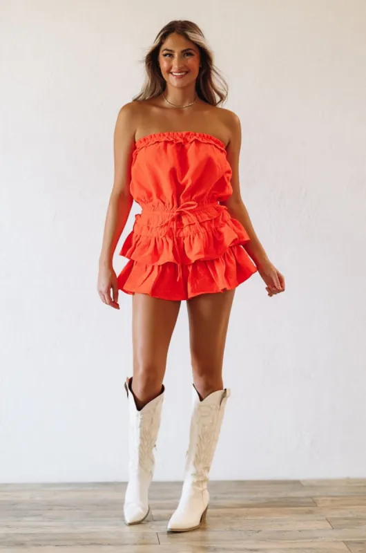 Corduroy Cherish Me Romper Dress - Orange sold by Hazel & Olive