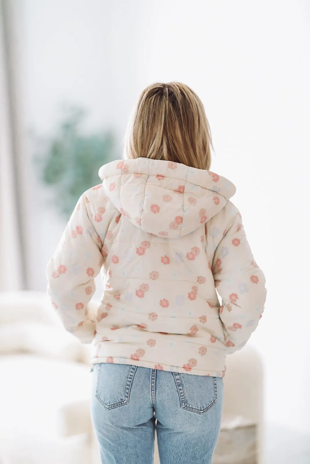 Charming Floral Puffer Jacket - Cream sold by Hazel & Olive product image thumbnail 3