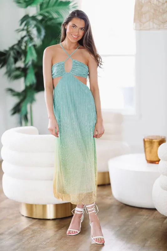 Bali Bound Midi Dress - Blue Gold sold by Hazel & Olive