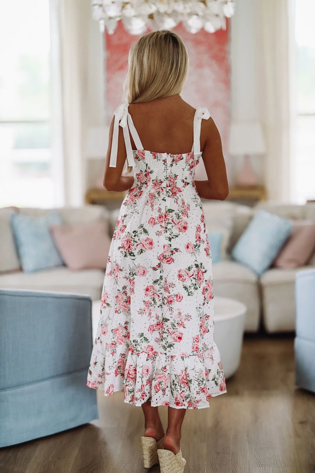 Villa Gardens Midi Dress - White and Pink sold by Hazel & Olive product image thumbnail 2