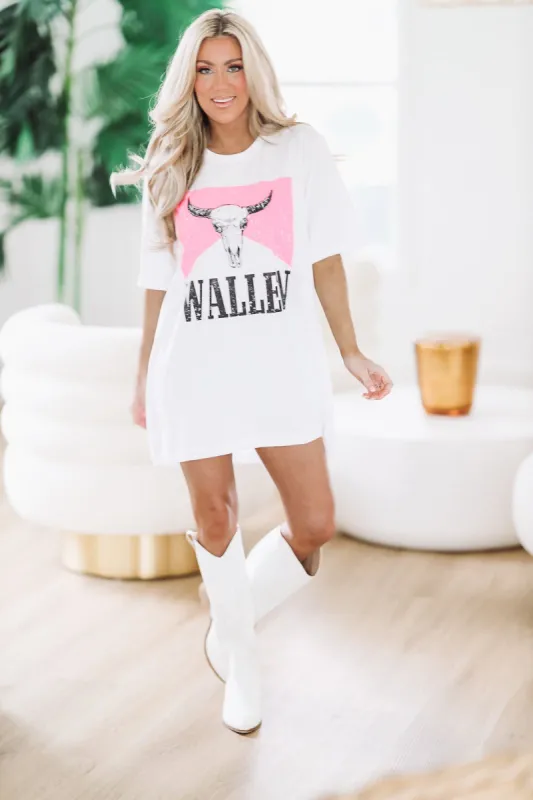 Wallen T - T Shirt Dress - White and Pink sold by Hazel & Olive