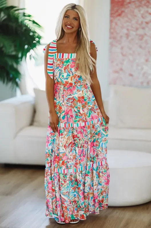 Color Burst Floral Maxi Dress - Pink sold by Hazel & Olive