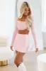 Upgraded Pearl Crop Top and Mini Skirt Set - Light Pink sold by Hazel & Olive