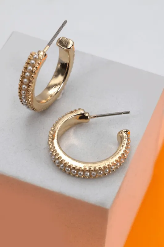 Pearl Hoop Earrings - Gold sold by Hazel & Olive