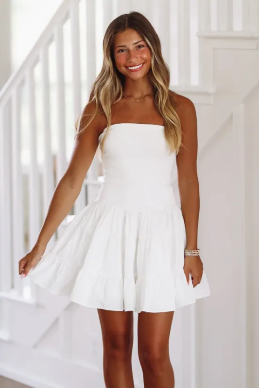 Back in White Mini Dress - White sold by Hazel & Olive