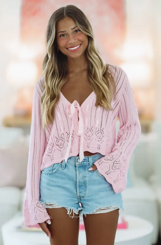 All I Need Crop Cardigan - Pink sold by Hazel & Olive