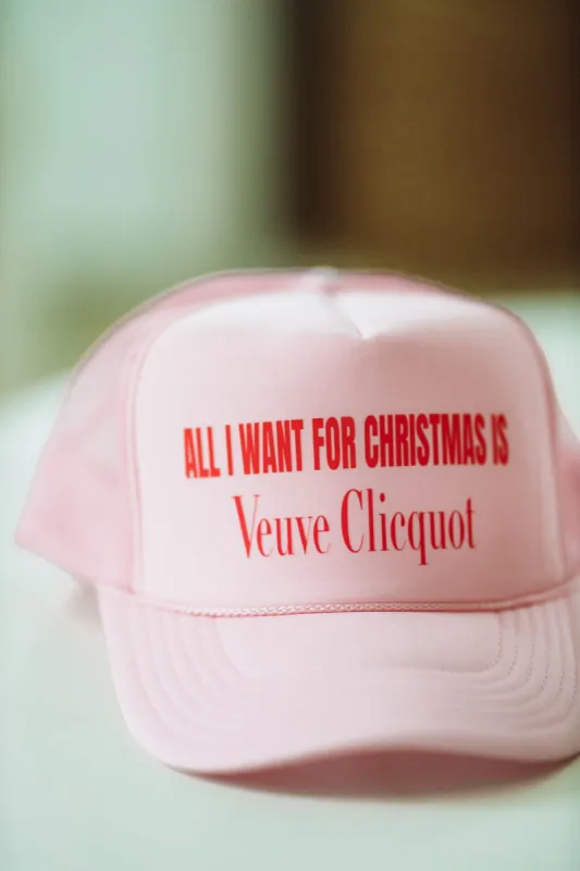 All I Want For Christmas is Veuve Trucker Hat - Pink (FINAL SALE) sold by Hazel & Olive