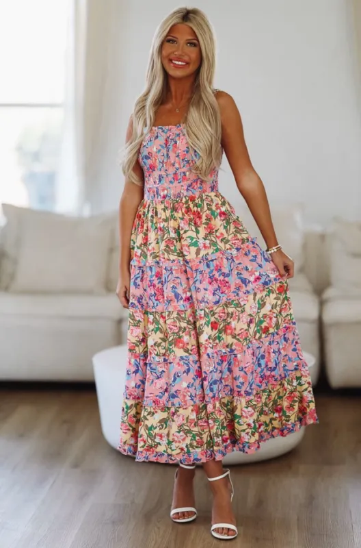 Spring Into Summer Maxi Dress - Pink and Yellow sold by Hazel & Olive