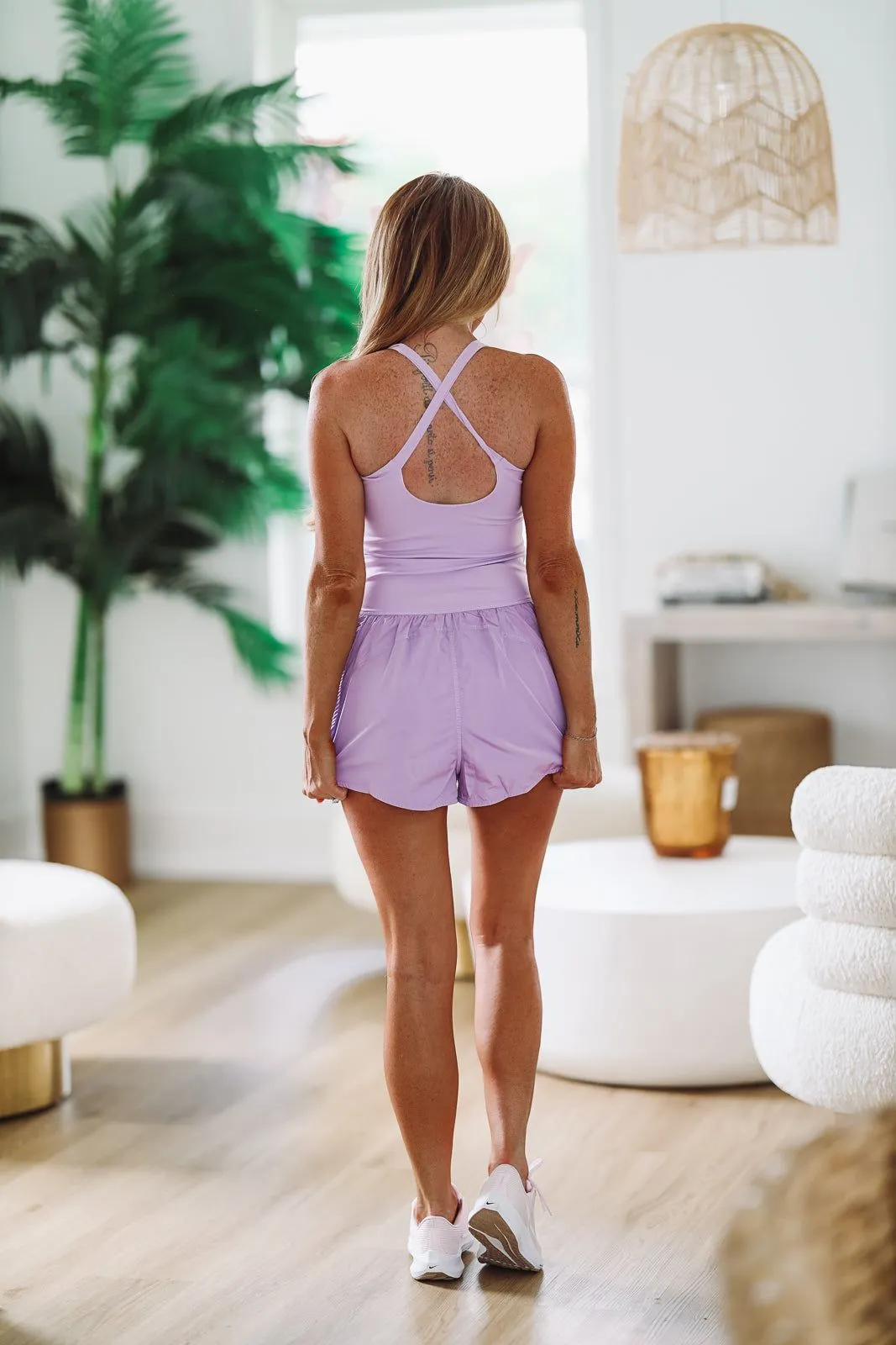 Romp Around Town Cut Out Athletic Romper - Lavender sold by Hazel & Olive product image thumbnail 4