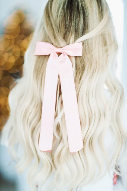 Main Character Moment Silk Hair Bow - Pink sold by Hazel & Olive