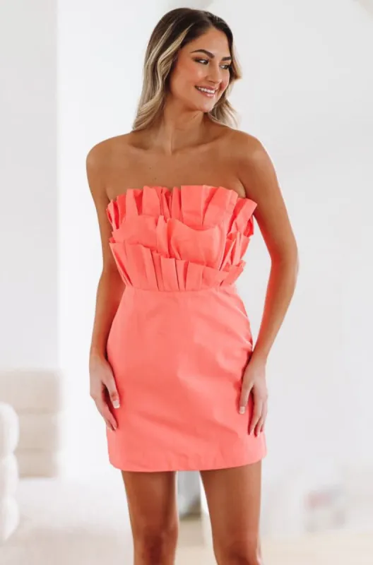 All Smiles Cocktail Mini Dress - Coral sold by Hazel & Olive
