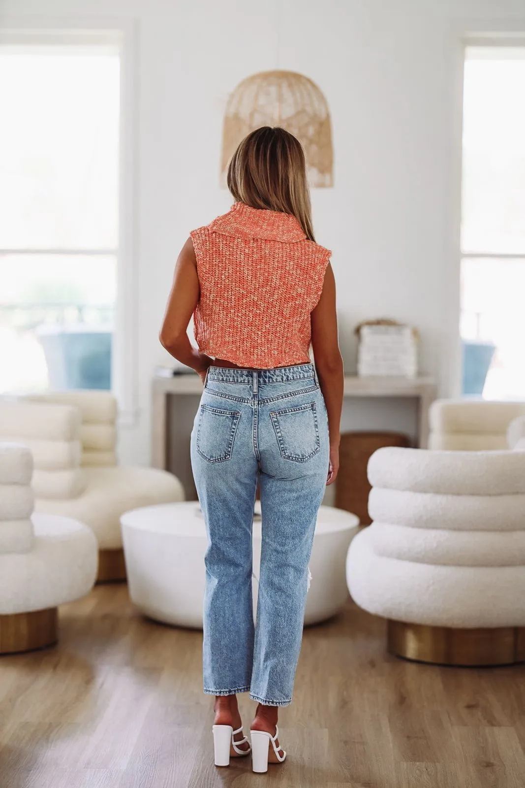 Cuddle Me Close Cropped Sweater - Orange Multi sold by Hazel & Olive product image thumbnail 2