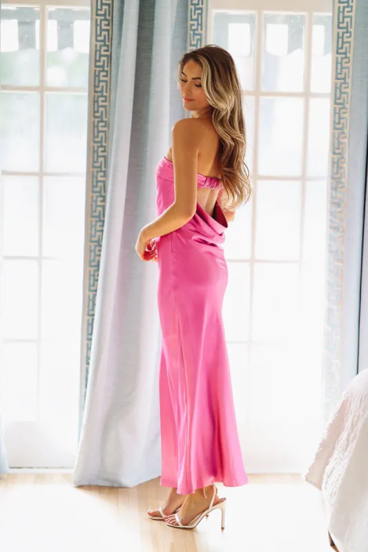 Infinite Satin Maxi Dress - Magenta sold by Hazel & Olive