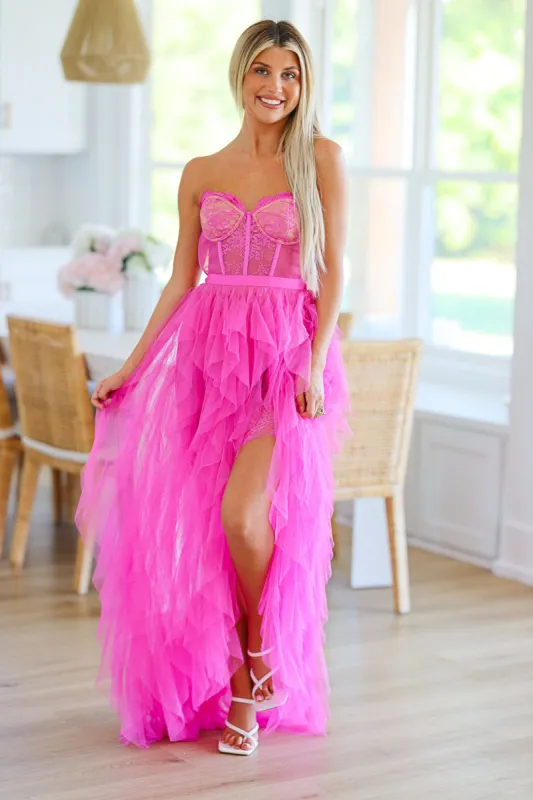 The Bradshaw Maxi Gown Dress - Magenta Pink (FINAL SALE) sold by Hazel & Olive