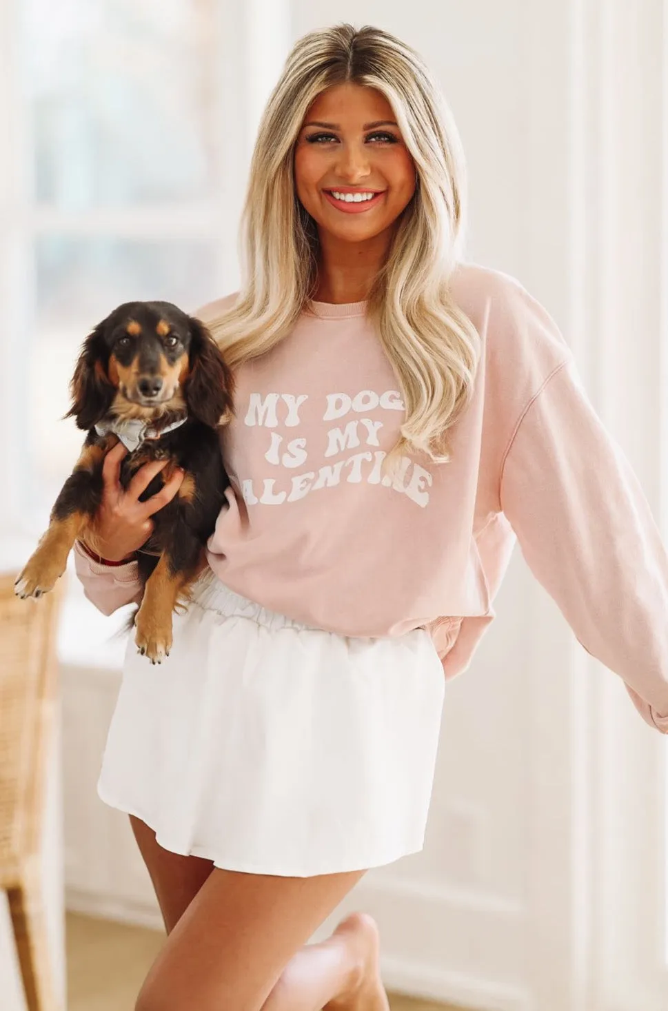 My Dog Is My Valentine Sweatshirt - Light Pink sold by Hazel & Olive