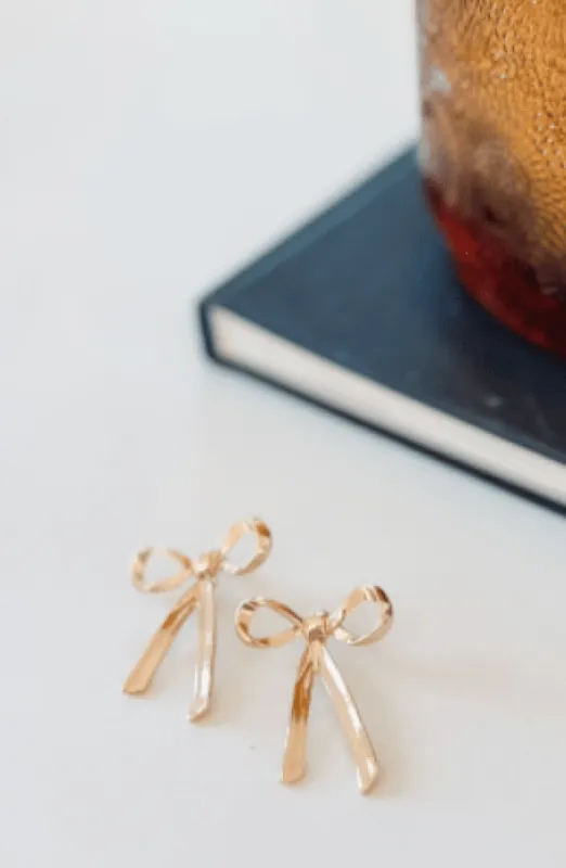 EverSo Cute Bow Earrings - Gold sold by Hazel & Olive