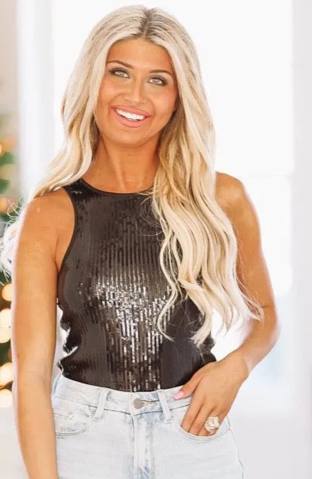 Sequin Bodysuit - Black sold by Hazel & Olive