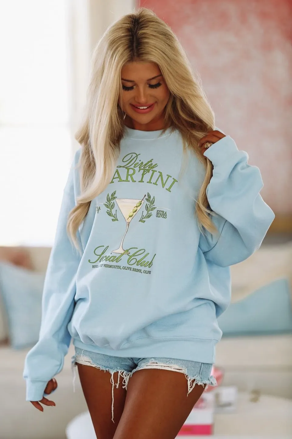 Dirty Martini Social Club Sweatshirt - Blue sold by Hazel & Olive